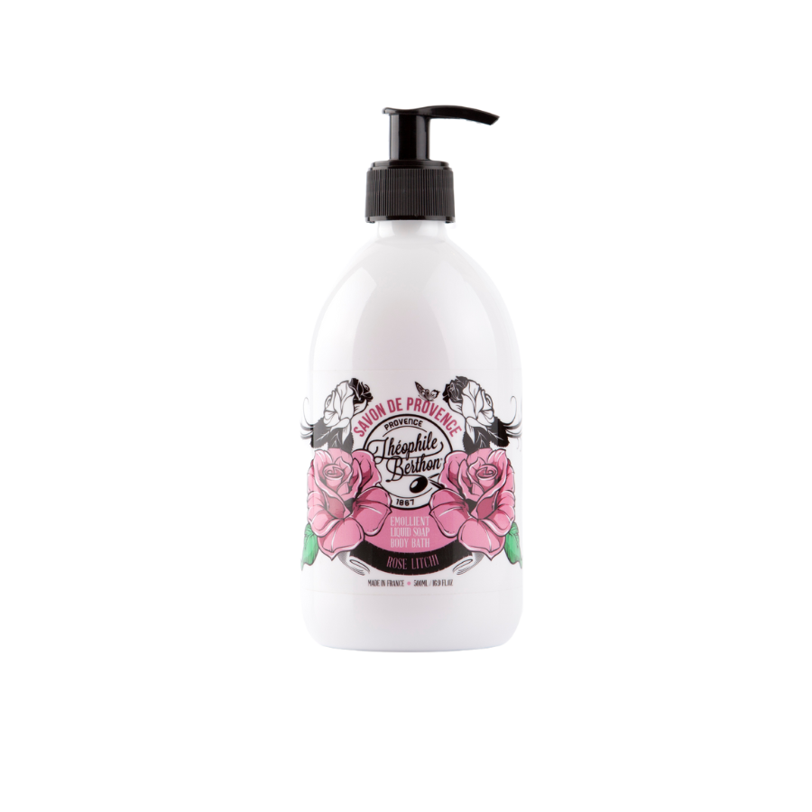 Savon de Provence přírodní tekuté mýdlo pro obličej a tělo s olivovým olejem (vůně růže a liči)
